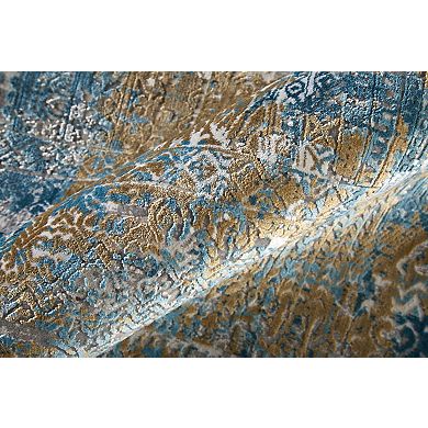 HomeRoots Rectangle Abstract Viscose Area Rug