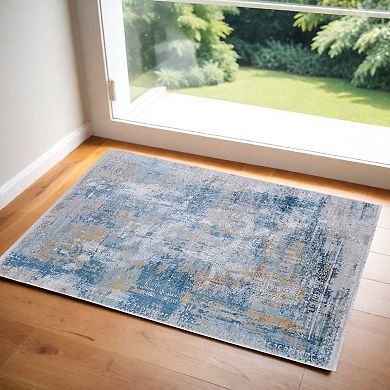 HomeRoots Rectangle Abstract Viscose Area Rug