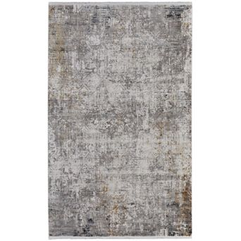 HomeRoots Rectangle Abstract Viscose Area Rug