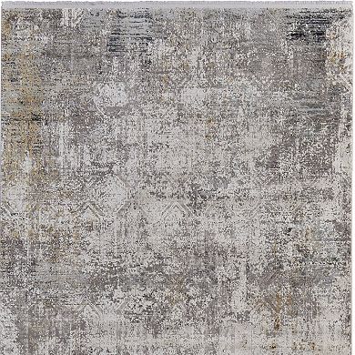 HomeRoots Rectangle Abstract Viscose Area Rug