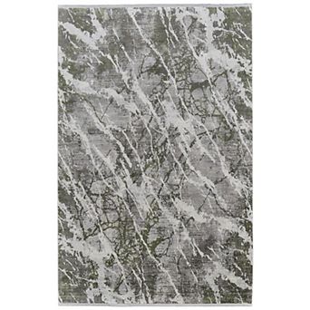 HomeRoots Rectangle Abstract Viscose Area Rug