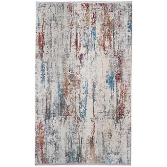 HomeRoots Rectangle Abstract Viscose Area Rug