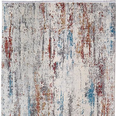 HomeRoots Rectangle Abstract Viscose Area Rug