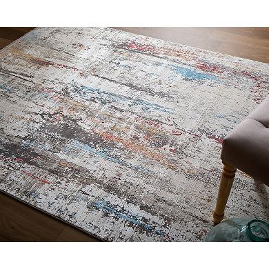 HomeRoots Rectangle Abstract Viscose Area Rug