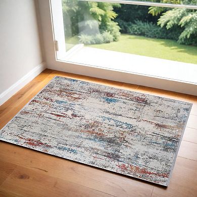 HomeRoots Rectangle Abstract Viscose Area Rug