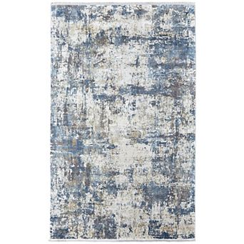 HomeRoots Rectangle Abstract Viscose Area Rug