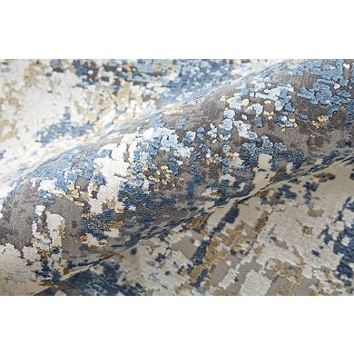 HomeRoots Rectangle Abstract Viscose Area Rug