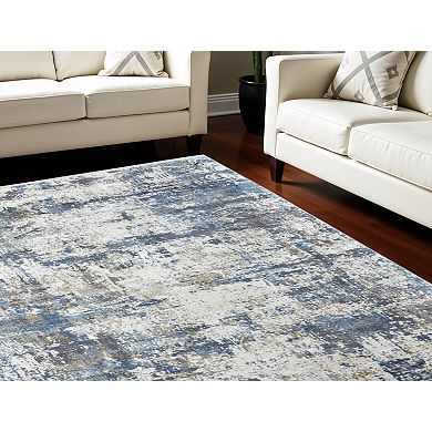 HomeRoots Rectangle Abstract Viscose Area Rug