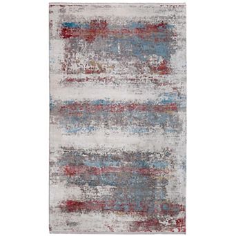 HomeRoots Rectangle Abstract Viscose Area Rug