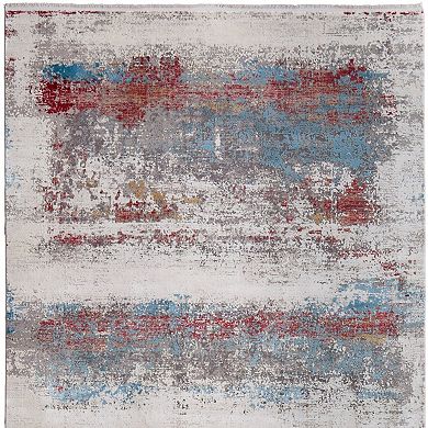 HomeRoots Rectangle Abstract Viscose Area Rug