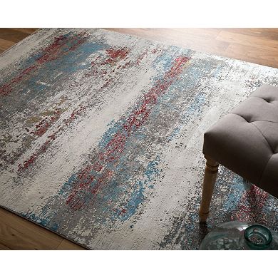 HomeRoots Rectangle Abstract Viscose Area Rug