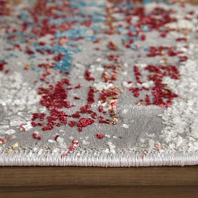 HomeRoots Rectangle Abstract Viscose Area Rug