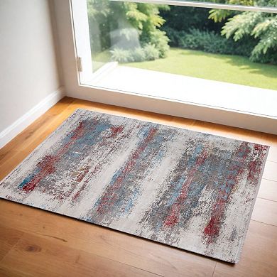 HomeRoots Rectangle Abstract Viscose Area Rug