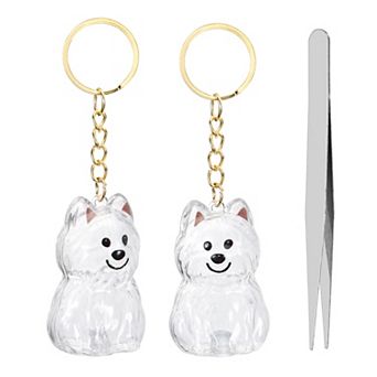 2 pc Dog Hair Collector Keychain with Tweezers, Pet Fur Storage Locket Memory Ornament Charm
