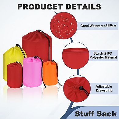 3 Pack Drawstring Ditty Storage Bags with Toggle Cinch Closure, Portable Lightweight Outdoor Pouches