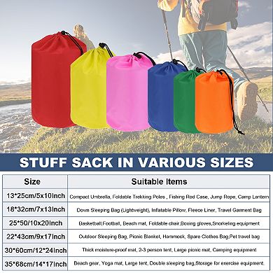 3 Pack Drawstring Ditty Storage Bags with Toggle Cinch Closure, Portable Lightweight Outdoor Pouches