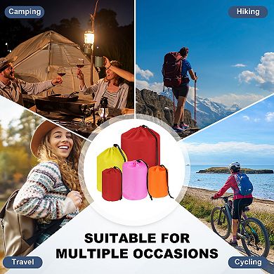 3 Pack Drawstring Ditty Storage Bags with Toggle Cinch Closure, Portable Lightweight Outdoor Pouches