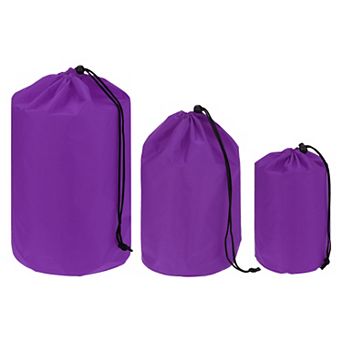 3 Pack Drawstring Ditty Storage Bags with Toggle Cinch Closure, Portable Lightweight Outdoor Pouches