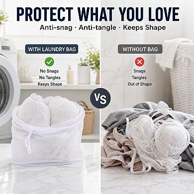 9.8x11.8 inch 2 Pcs Nylon Mesh Laundry Bags, Durable Drawstring Closure Laundry Bag for Delicates