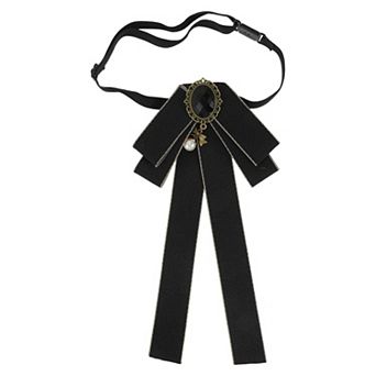 1 pc Women Adjustable Vintage Pre-Tied Bow Tie Brooch Pin