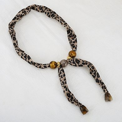 Leopard Collarbone Necklace Brown 1Pc