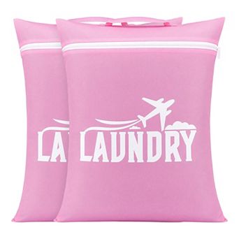 2 Pack Travel Laundry Bag Waterproof Wet Dry Bag, Lightweight Mesh Dirty Clothes Hamper for Suitcase
