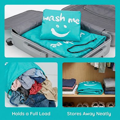 2 Pack Travel Laundry Bag Waterproof Wet Dry Bag, Lightweight Mesh Dirty Clothes Hamper