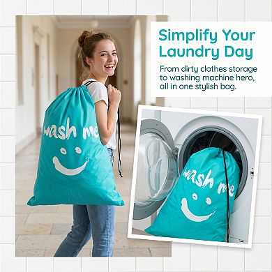 2 Pack Travel Laundry Bag Waterproof Wet Dry Bag, Lightweight Mesh Dirty Clothes Hamper