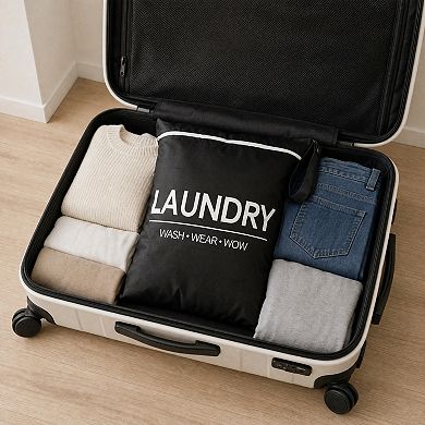 2 Pack Oxford Cloth Zipper Travel Laundry Bag, Lightweight Mesh Dirty Clothes Hamper Washable