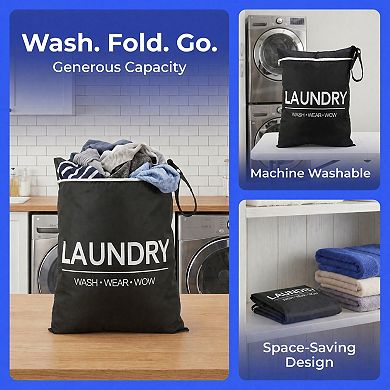 2 Pack Oxford Cloth Zipper Travel Laundry Bag, Lightweight Mesh Dirty Clothes Hamper Washable