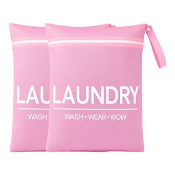 2 Pack Oxford Cloth Zipper Travel Laundry Bag, Lightweight Mesh Dirty Clothes Hamper Washable