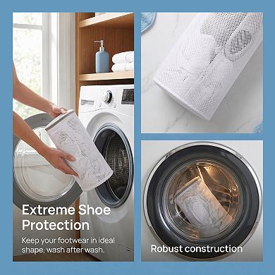2 Pack Polyester Cylinder Shoe Bag for Washing Machine, Non-Slip Padded Wash Bag for Sneaker Cleaner