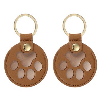 2 pc Pet Hair Keychains, Cat Paw Shaped Keychain Dog Hair Memorial Gift Keyring Leather Key Holder