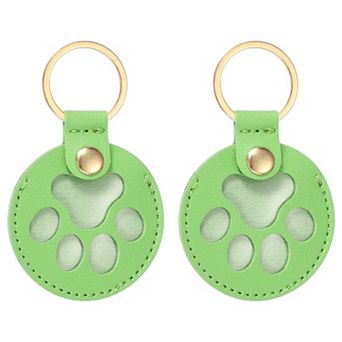 2 pc Pet Hair Keychains, Cat Paw Shaped Keychain Dog Hair Memorial Gift Keyring Leather Key Holder
