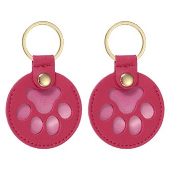 2 pc Pet Hair Keychains, Cat Paw Shaped Keychain Dog Hair Memorial Gift Keyring Leather Key Holder