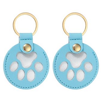 2 pc Pet Hair Keychains, Cat Paw Shaped Keychain Dog Hair Memorial Gift Keyring Leather Key Holder