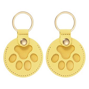 2 pc Pet Hair Keychains, Cat Paw Shaped Keychain Dog Hair Memorial Gift Keyring Leather Key Holder