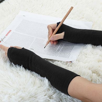 Pair Winter Arm Warmers Elbow Long Elastic Fingerless Gloves for Lady