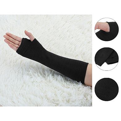 Pair Winter Arm Warmers Elbow Long Elastic Fingerless Gloves for Lady