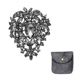 Vintage Crystal Rhinestone Brooch, 3.3 Inch Leaf Bouquet Brooch Pin for Women