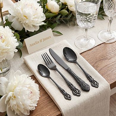 24 Piece Silverware Set, Stainless Steel Floral Flatware Serving Utensils Set