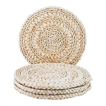 Round Placemats Set of 4 Woven Placemats for Dining Table Decor Indoor Wipeable Mat 11.8x11.8in
