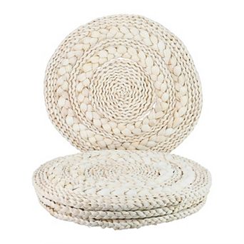 Round Placemats Set of 4 Woven Placemats for Dining Table Decor Indoor Wipeable Mat 15x15in