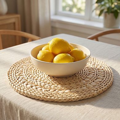 Round Placemats Set of 4 Woven Placemats for Dining Table Decor Indoor Wipeable Mat 15x15in