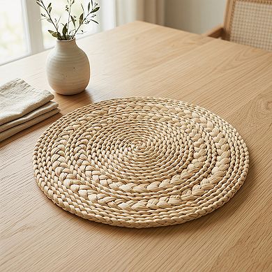 Round Placemats Set of 4 Woven Placemats for Dining Table Decor Indoor Wipeable Mat 15x15in
