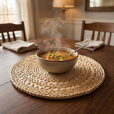 Round Placemats Set of 4 Woven Placemats for Dining Table Decor Indoor Wipeable Mat 15x15in