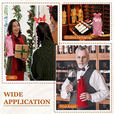 6Pcs Velvet Wine Bottle Bags, Wine Gift Bags with Double Drawstring Closure Liquor Bottle Covers