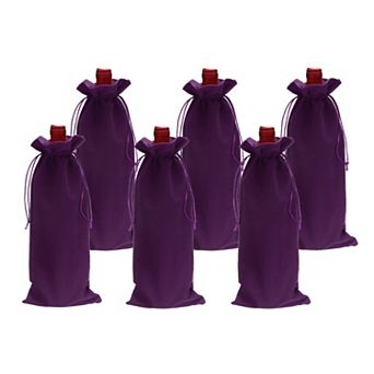 6 pc Velvet Wine Bottle Bags, Wine Gift Bags with Double Drawstring Closure Liquor Bottle Covers