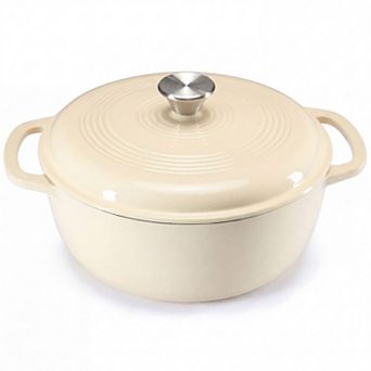 YIORTWO 6-qt Enameled Cast Iron Dutch Oven with Lid for Bread Baking and Slow Cooking