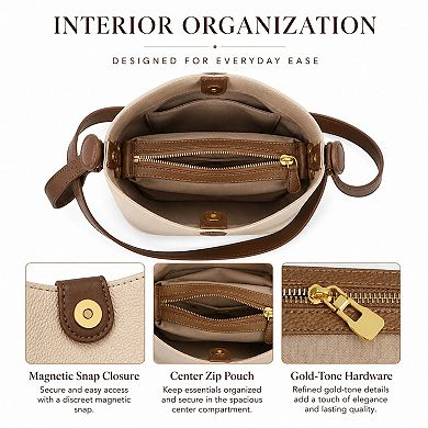 Bucket Crossbody Bag with Top Handle Adjustable Strap and Pebbled Texture